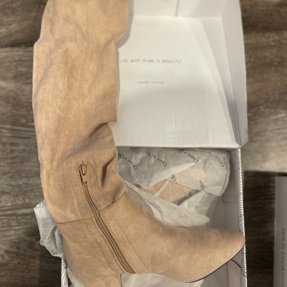 Thigh high suede boots